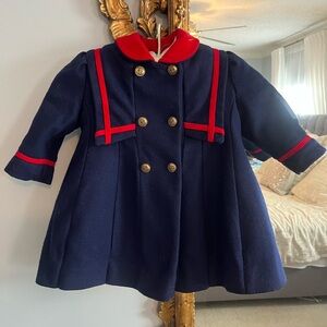 Rothchild’s Classic Navy Blue Children’s Coat w/ Red Accents